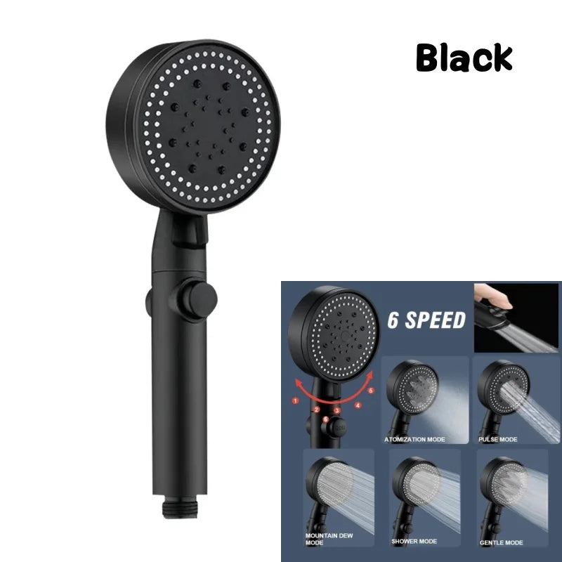 New 6 Modes Large Flow Supercharge Rainfall Shower Head 230mm Round High Pressure Top Spray Rain Showerhead Bathroom Accessories